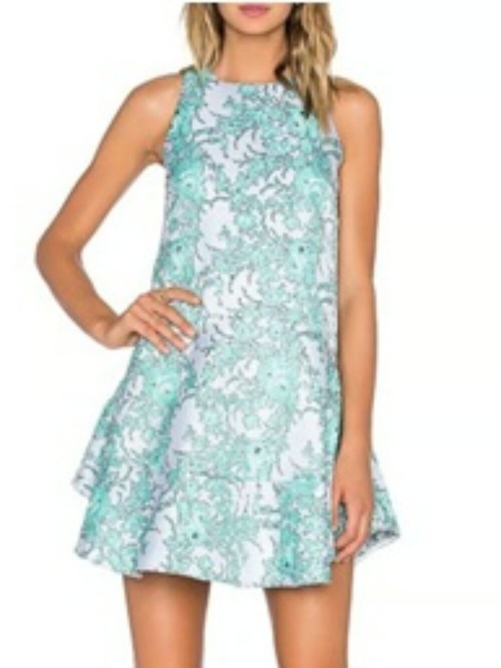 Elliatt Floral Emerald Green The Away Mini Dress Sz L